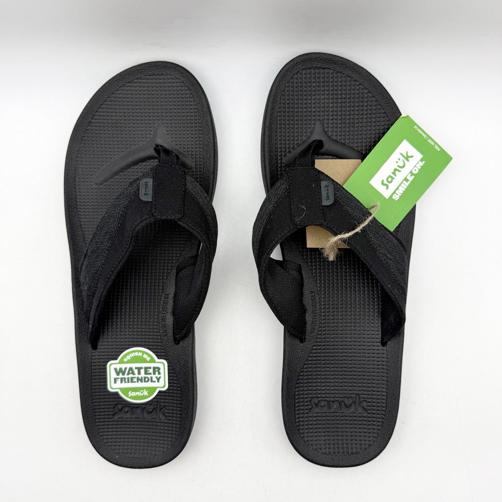Sanuk Mens Cosmic Seas Mesh Thong Sandals US 11 EU 44 Black NWOB