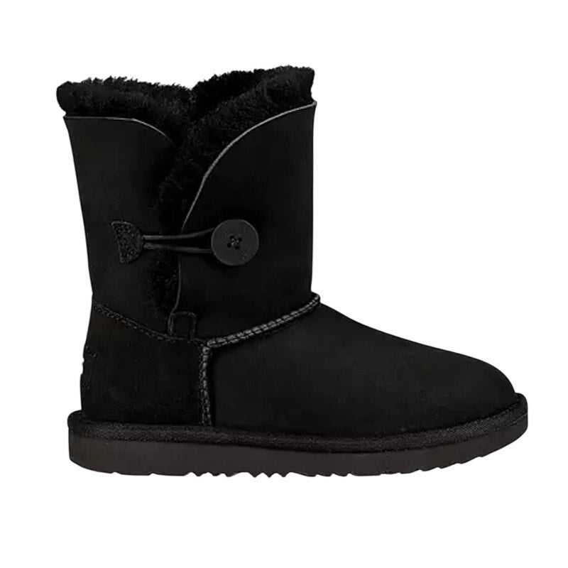 UGG Kids Bailey Button II Winter Boot US 6 EU 38 Black Sheepskin NIB