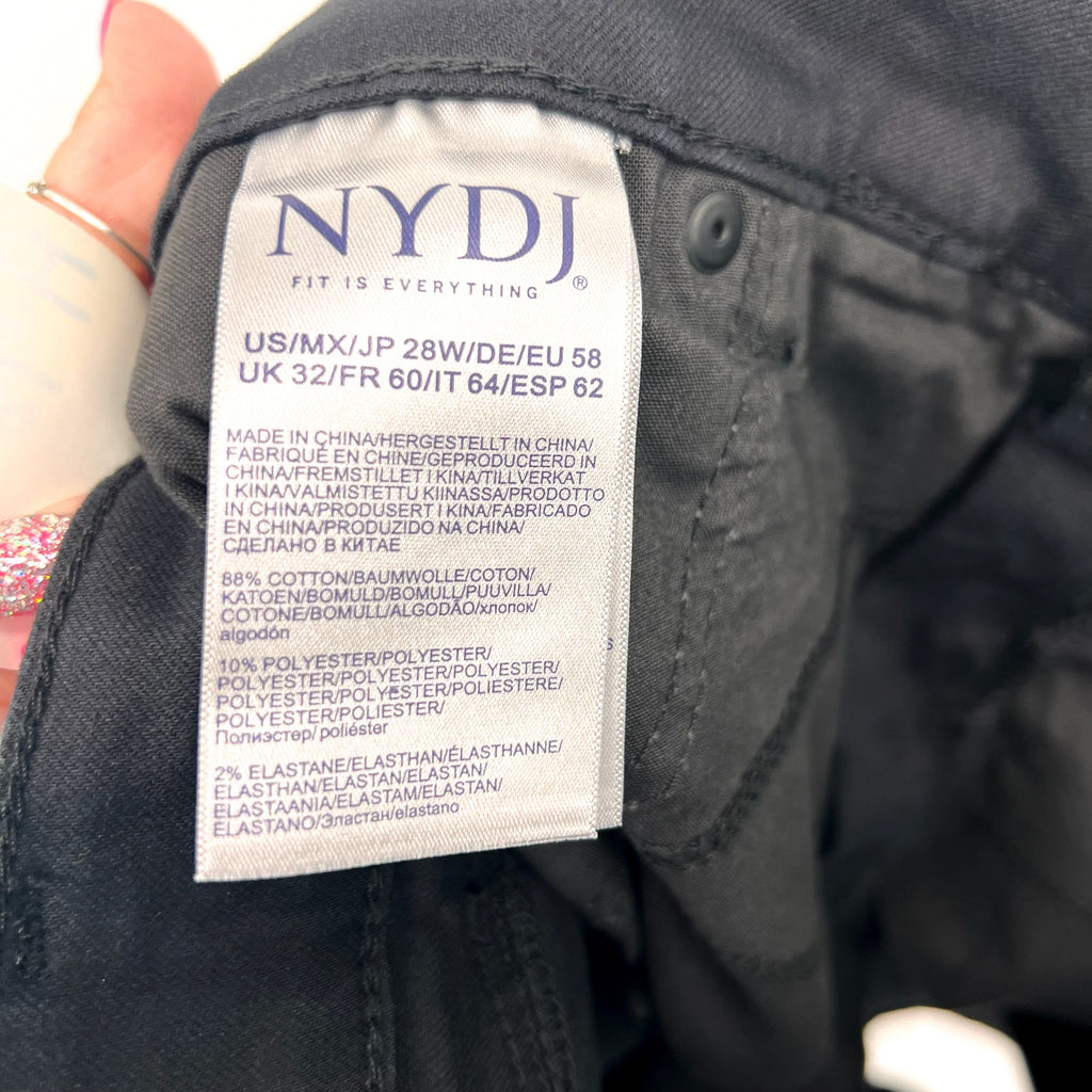 NYDJ Women's Ella Denim Shorts 28W Side Slits Black Stretch NWT