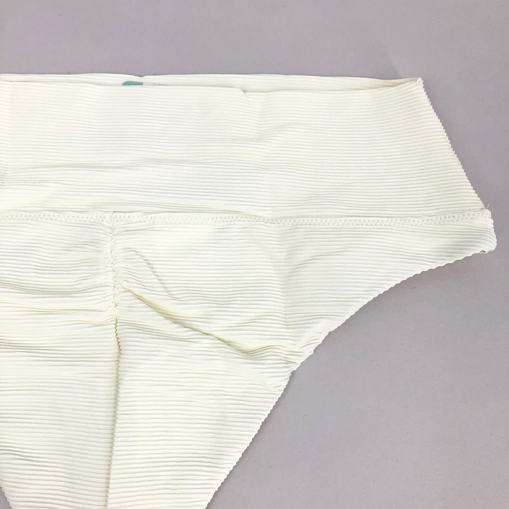 PRANA Women's Aurelia Swim Bottoms XL White Horchata Ottoman High Waist NWT