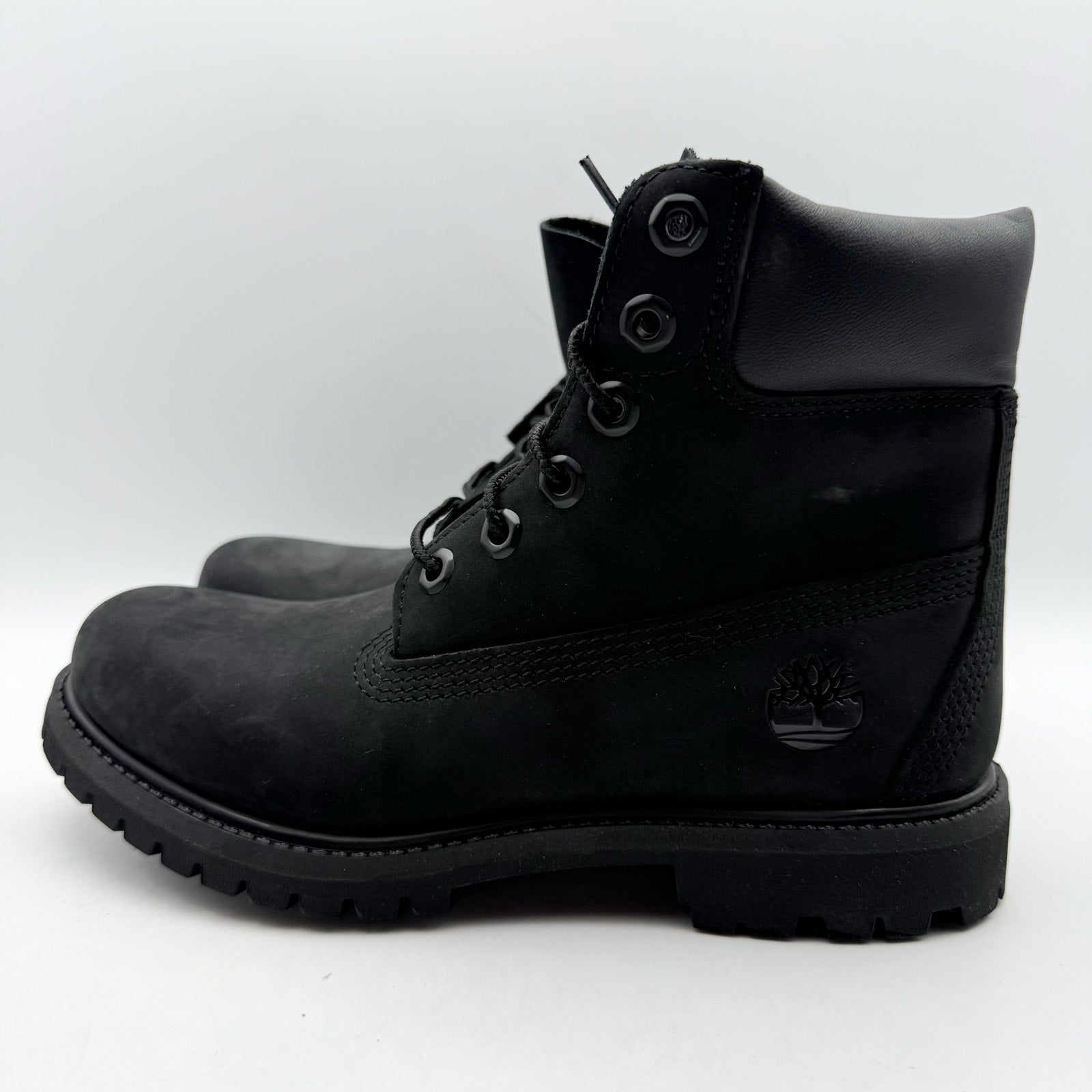 Timberland Premium Womens 6" Ankle Boots US 6.5 Black Nubuck Leather WP NIB