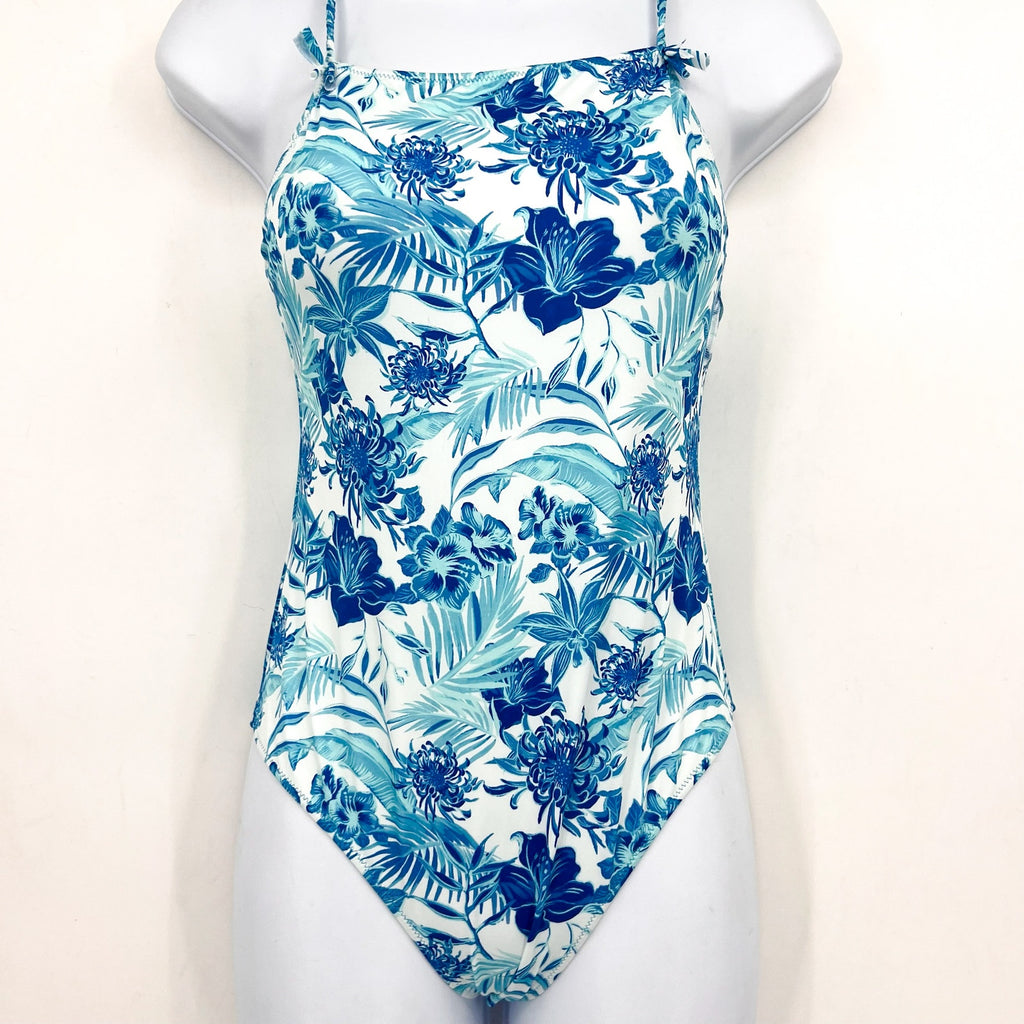 VILEBREQUIN Girl's Tahiti Flowers One Piece Swimsuit 14 ANS White Blue Print NWT