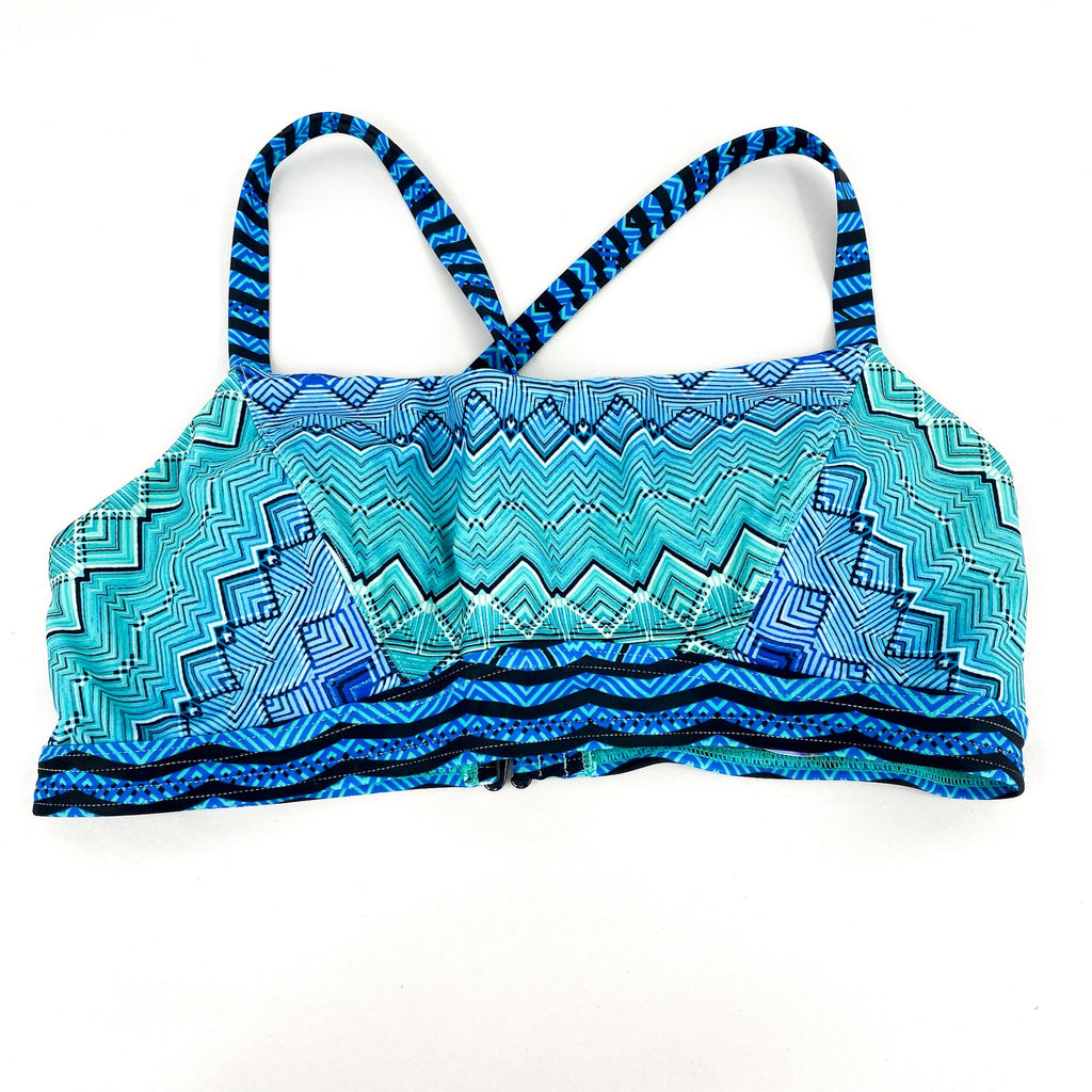 PRANA Women's Alicia Bikini Top Small Vortex Blue Rhythm Bralette Cross Back NWT