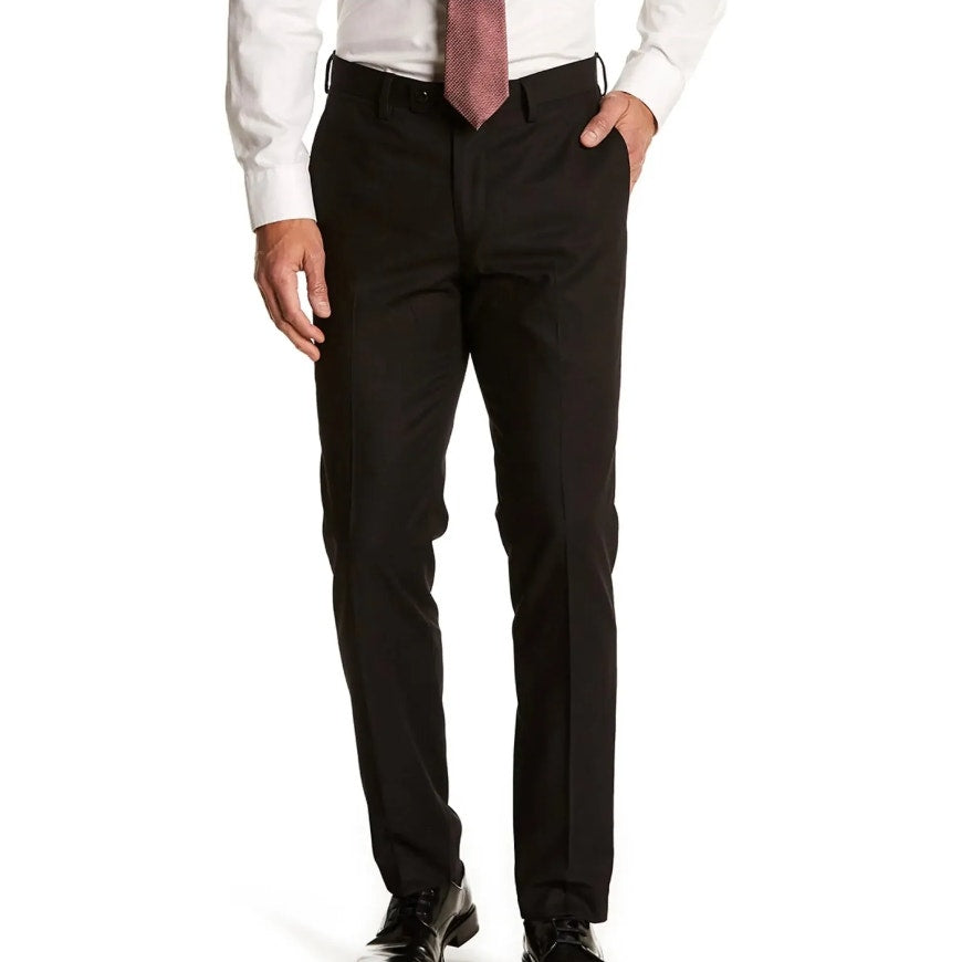 SAVILE ROW CO Men Brixton Suit Pants 38 x 34 Black Extra Trim Fit Trouser NEW