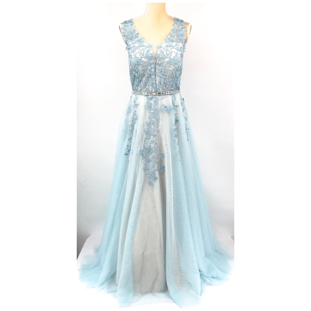 SAY YES TO THE PROM TLC Women's Embroidered Prom Dress 14W Light Blue NWT