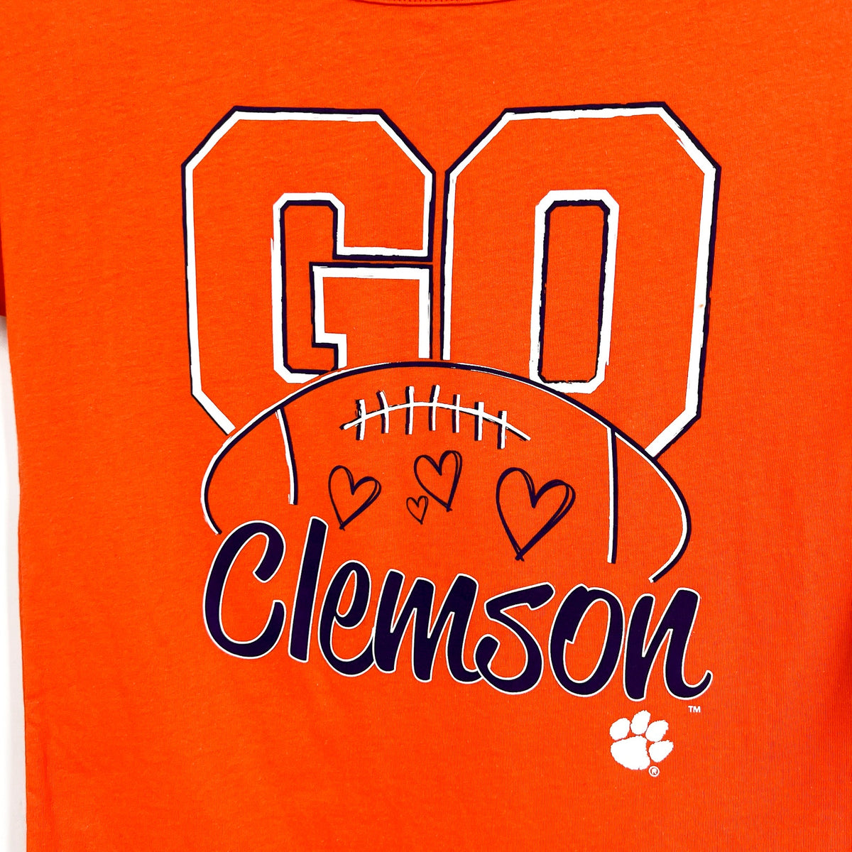 GEN 2 Girls Clemson University Go Heart T-shirt Large Orange Short Sleeve NWT