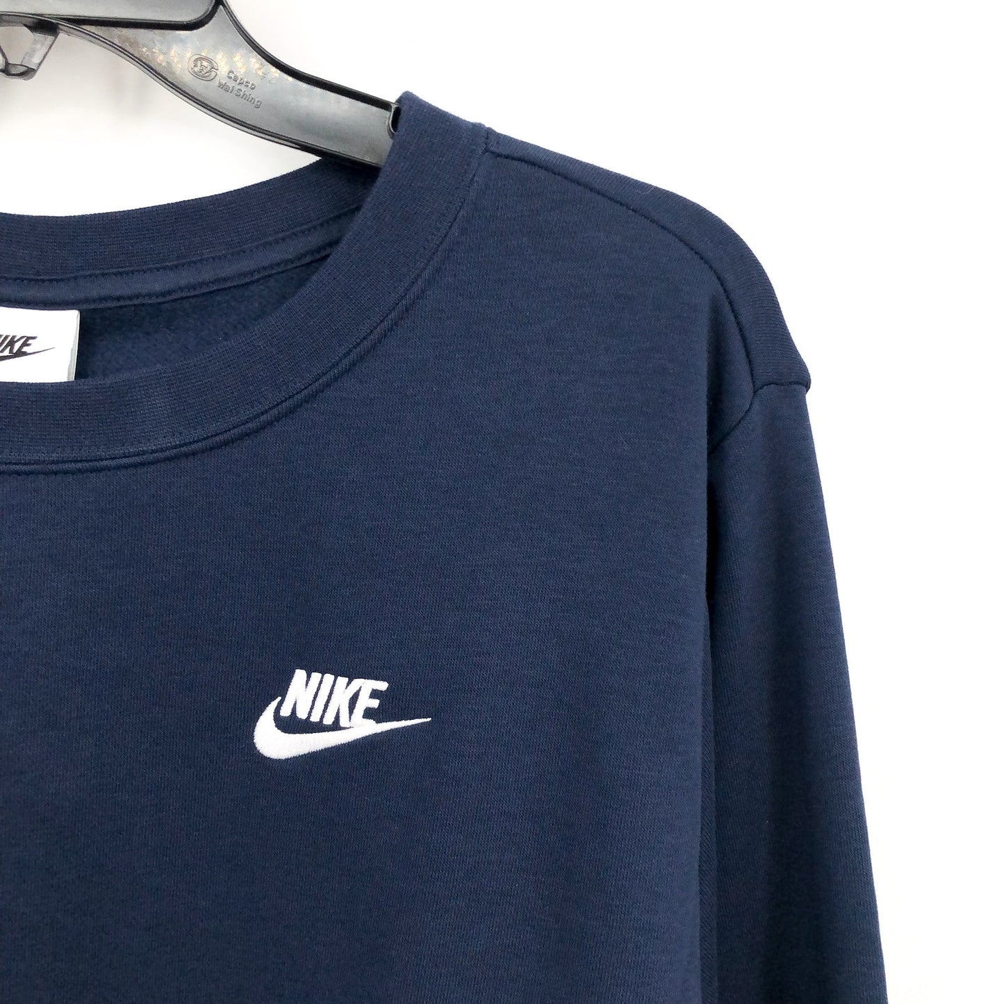 NIKE Womens Club Crewneck Sweatshirt 1X Navy Blue Fleece Long Sleeve NWT