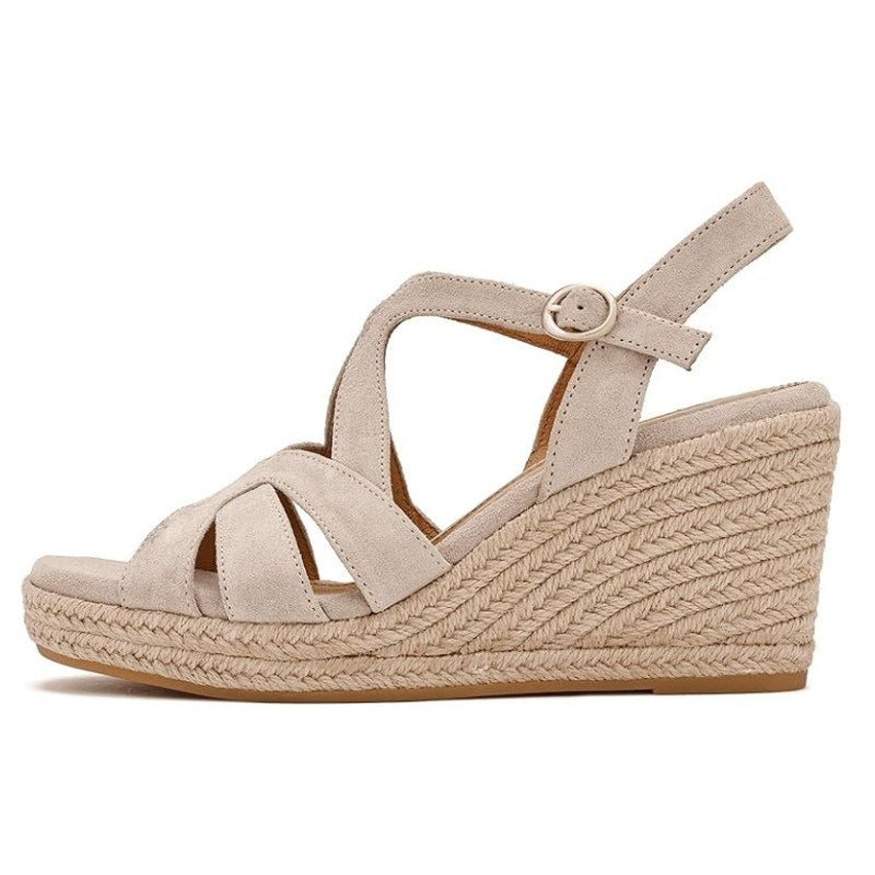 Sofft Womens Norma Espadrille Wedge Sandals Size 6.5 Tan Baywater Suede NIB