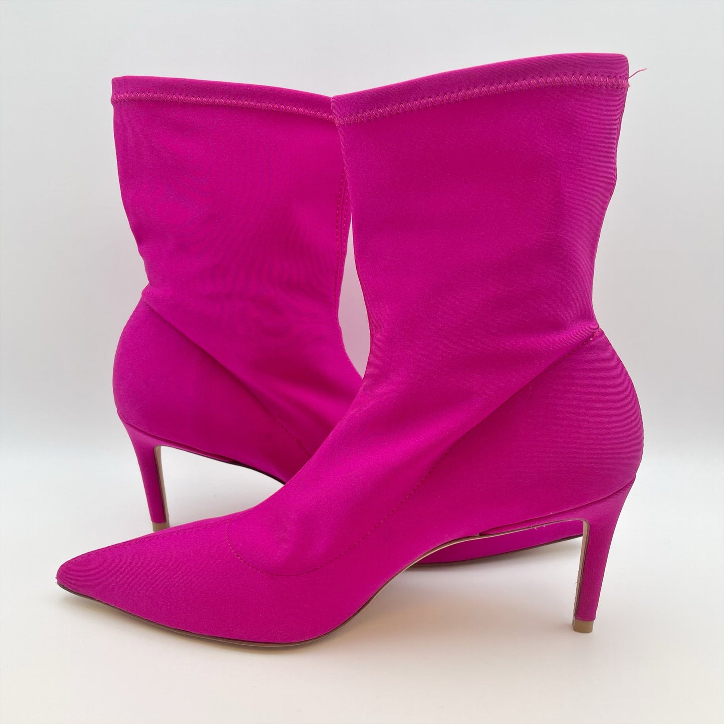 Stuart Weitzman Womens Stuart 75 Stretch Bootie US 7.5 Pink Magenta Suede EUC