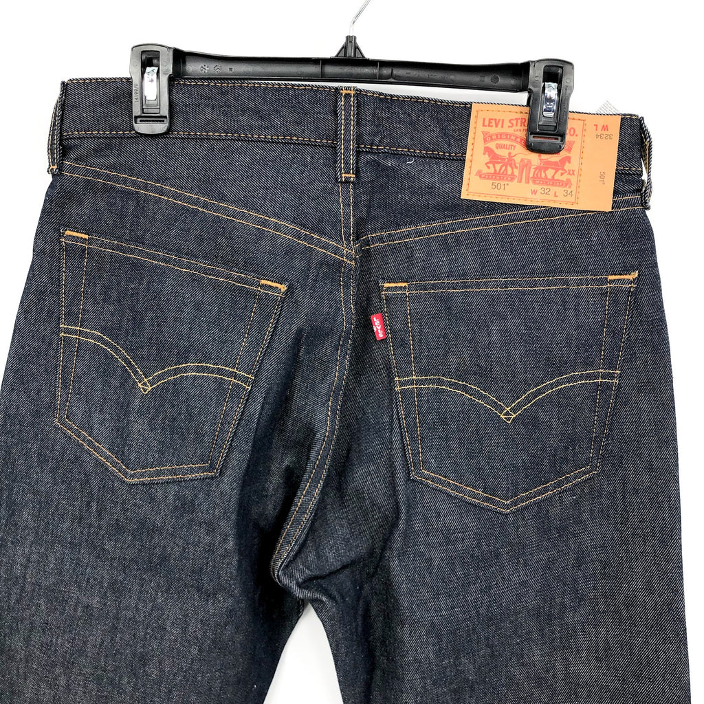 LEVI'S Men's 501 Original Shrink-to-fit Jeans 32x34 Dark Wash No Stretch NWT