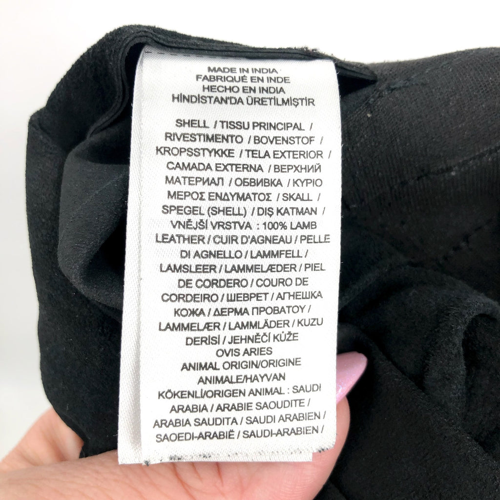 LAUREN RALPH LAUREN Knife-Pleated Lambskin Miniskirt Size 10 Black Leather NWOT