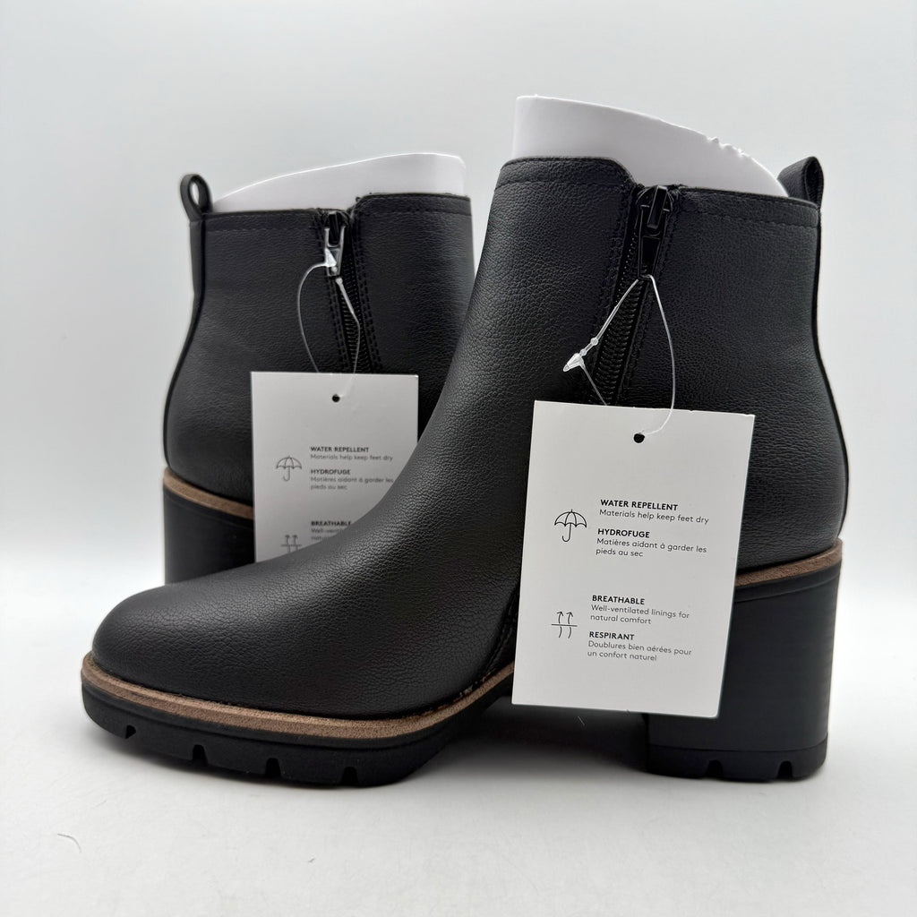 Naturalizer Womens Madalynn Ankle Bootie Size 8 Wide Black Water Repellent NIB
