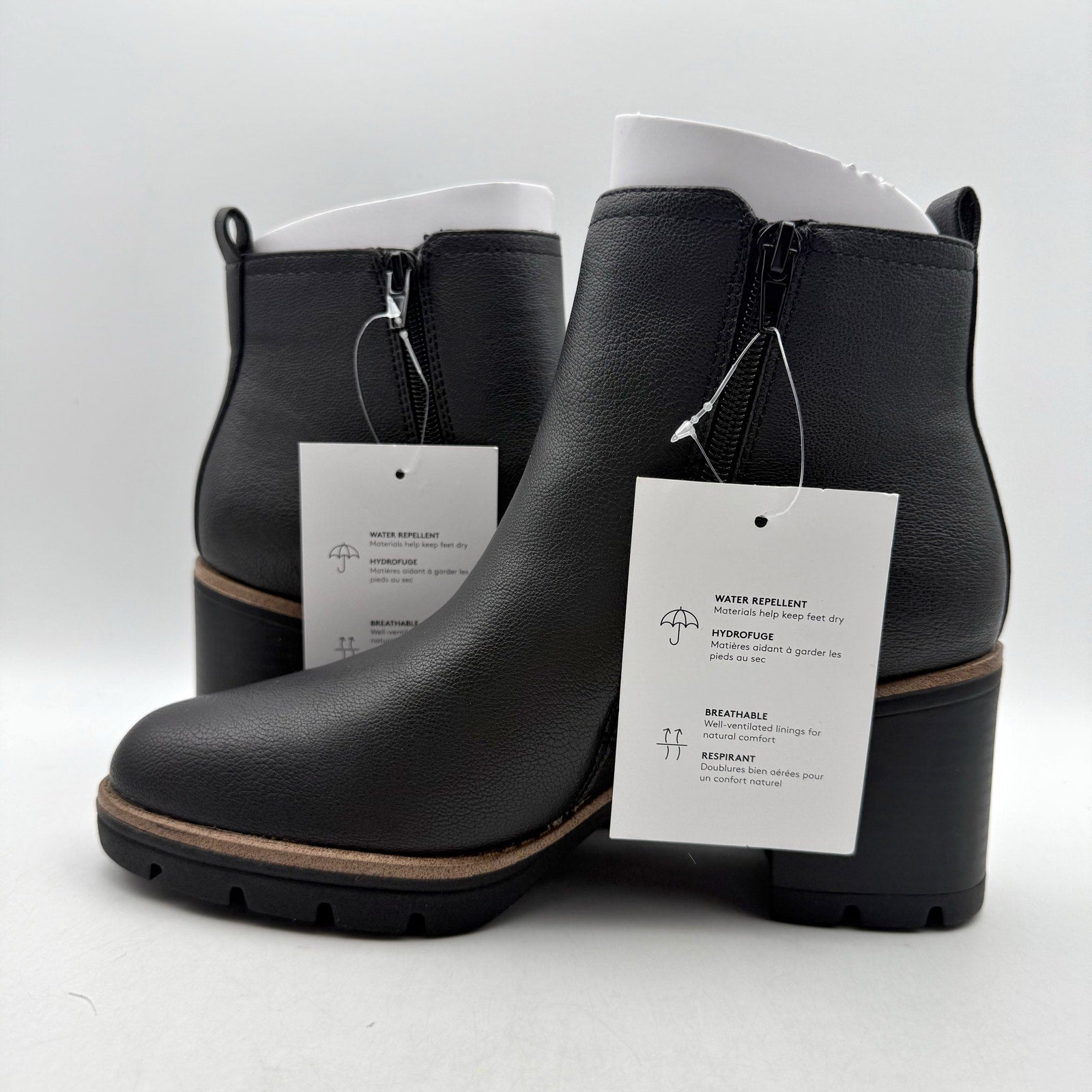 Naturalizer Womens Madalynn Ankle Bootie Size 8 Wide Black Water Repellent NIB