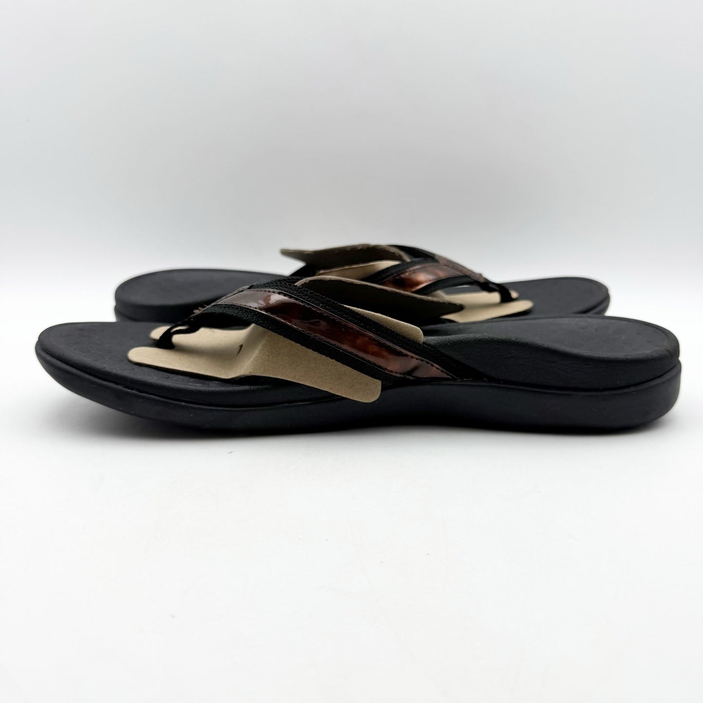 Vionic Womens Tide ll Flip Flop Sandals US 12 M EU 43 Black Brown Slip On NWOB