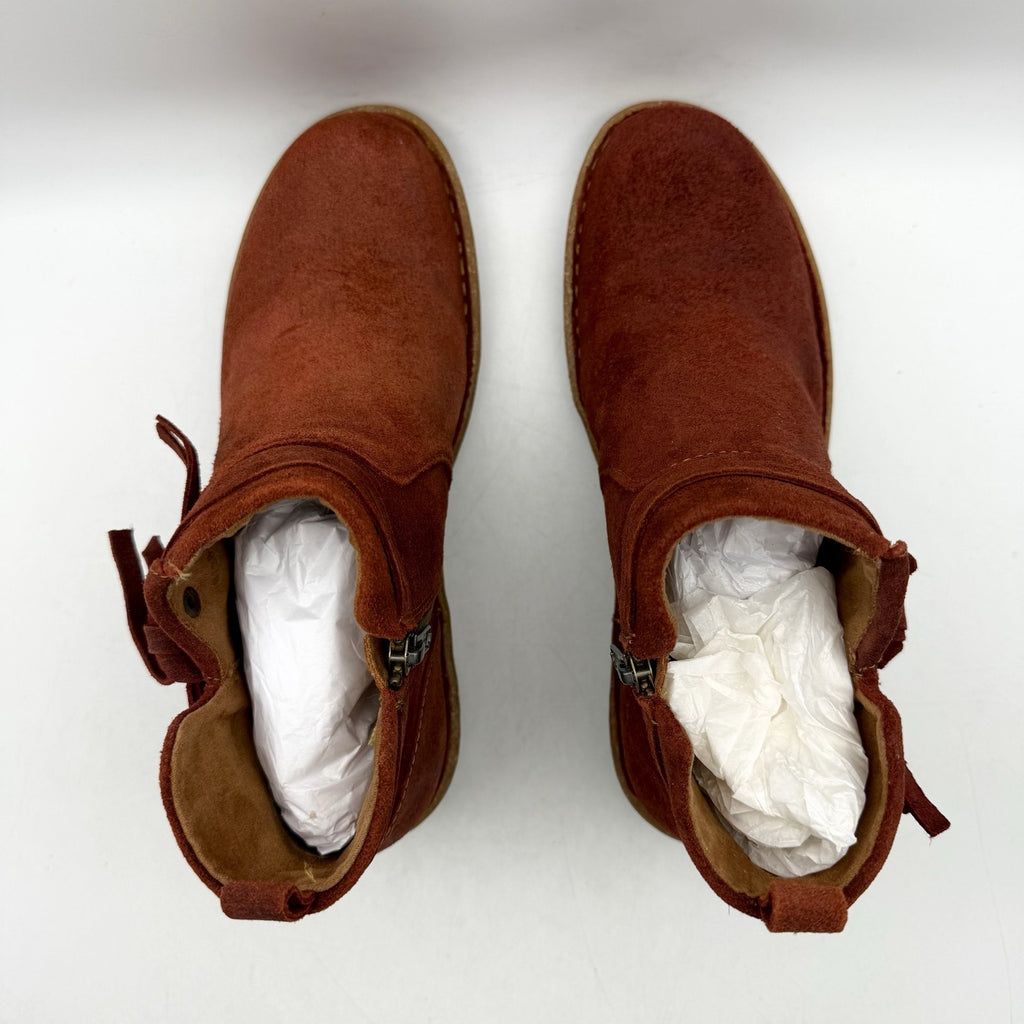Born Womens Vaughn Ankle Booties US 8 M EU 38.5 Red Distressed Suede NWOB