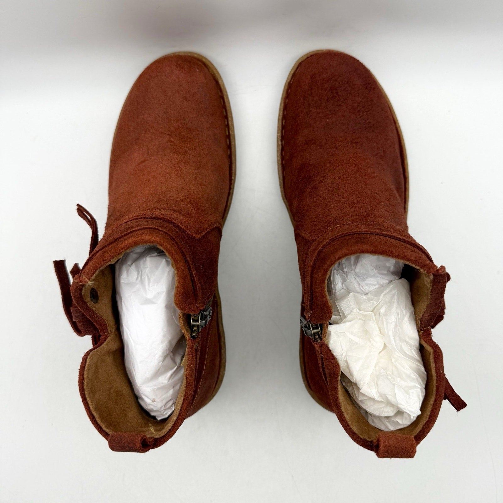 Born Womens Vaughn Ankle Booties US 8 M EU 38.5 Red Distressed Suede NWOB