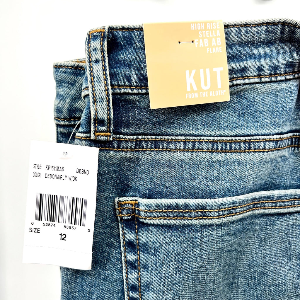 KUT FROM THE KLOTH Stella Fab Ab Flare Jeans Size 12 Blue Debonairly NWT