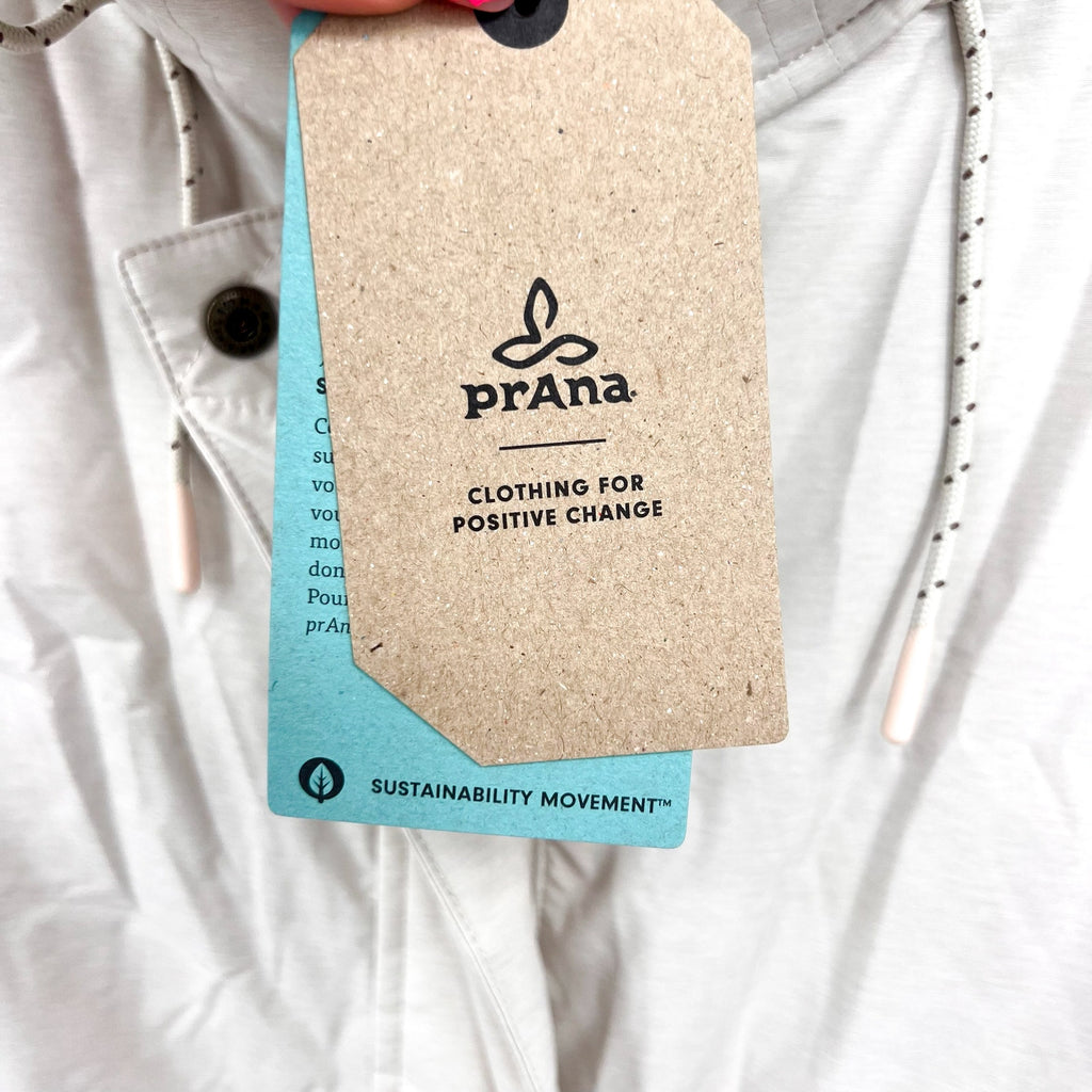 Prana Womens Banajaara Down Vest Large Cream Puffer Hooded Faux Fur NWT $250