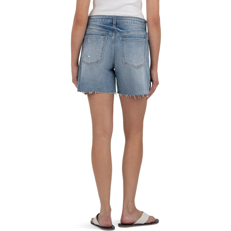 KUT FROM THE KLOTH Hailey Cut-off Denim Shorts Size 14 Focus Blue Jean NWT