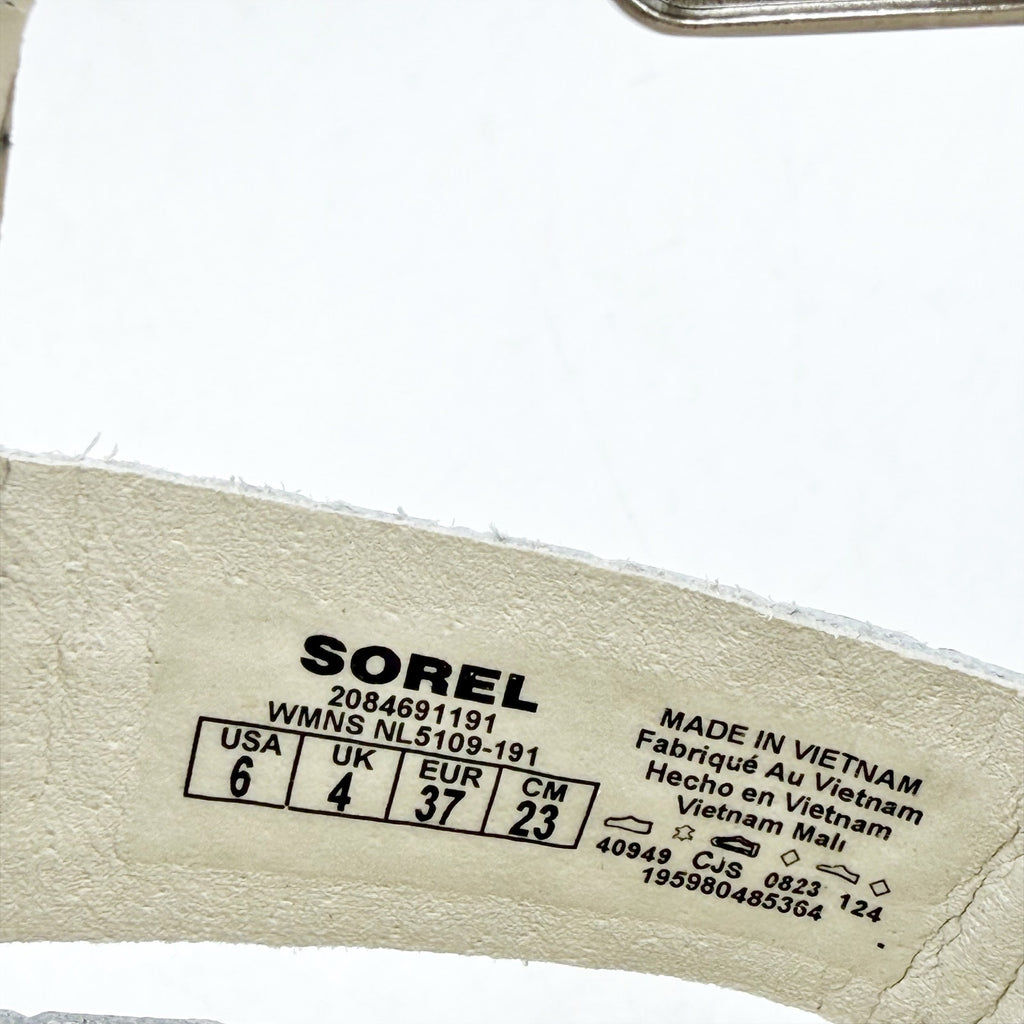 Sorel Womens Ona Streetworks Fisherman Sandals US 6 White Croc Leather NWOB
