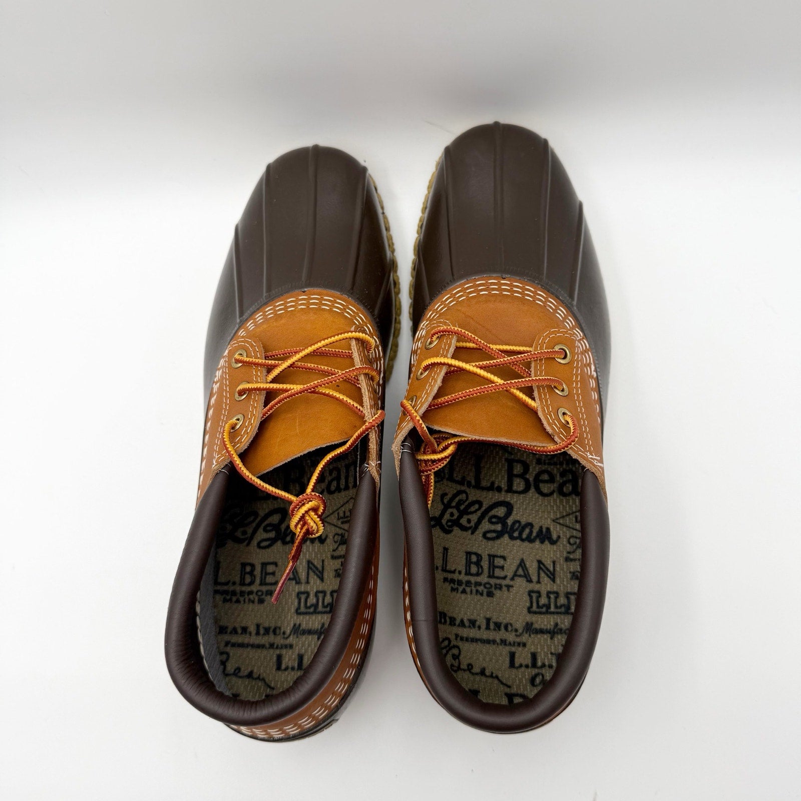 L.L.Bean Mens Gumshoe Ankle Booties Size 12 Brown Leather Rubber Waterproof NIB