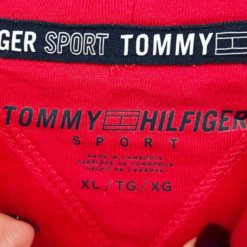 TOMMY HILFIGER SPORT Women's Logo Hoodie XL Red Sweatshirt Pullover NWT