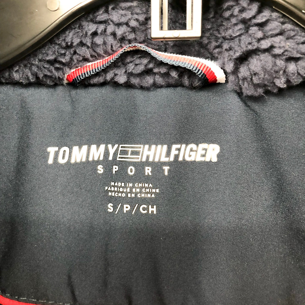 Tommy Hilfiger Sport Womens Sherpa Winter Coat Small Navy Blue Red Full Zip NWT