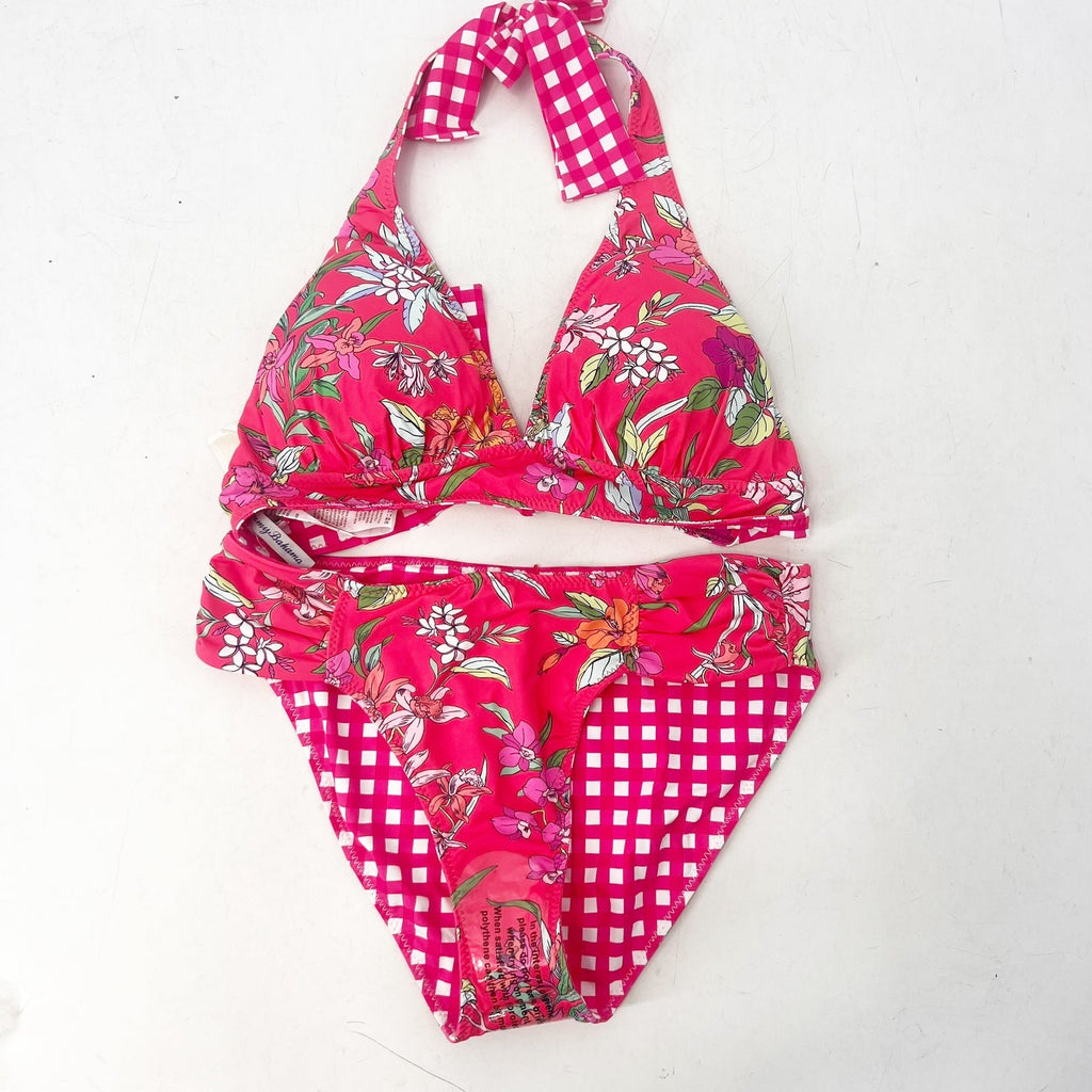 TOMMY BAHAMA Summer Floral Rev Hipster Bikini Set Small Passion Pink NWT