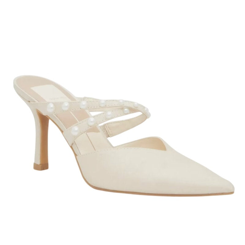Dolce Vita Womens Hanna Mules US 8 M Ivory Satin Slip On NIB