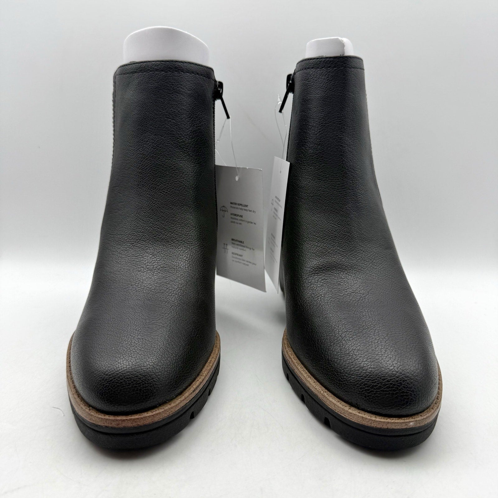Naturalizer Womens Madalynn Ankle Bootie Size 8 Wide Black Water Repellent NIB