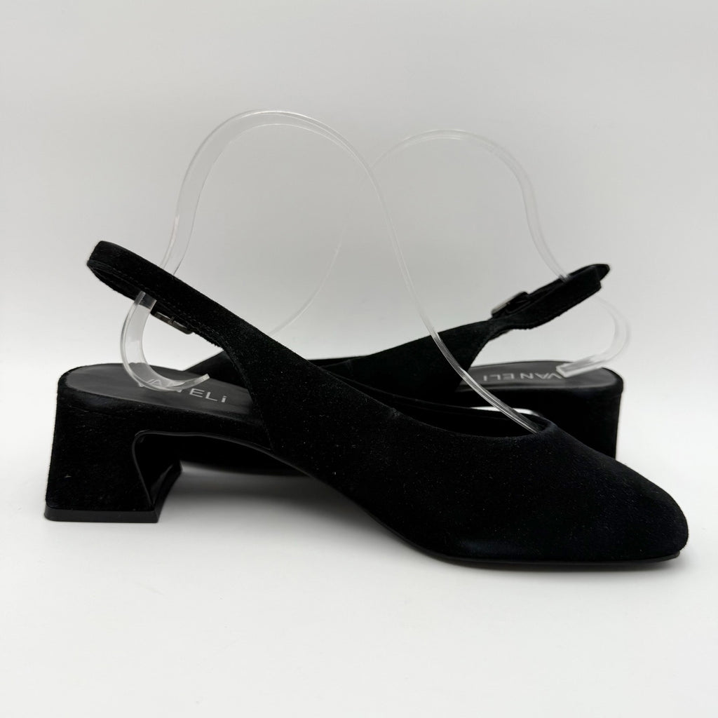 Vaneli Womens Darsy Slingback Heels Size 8 Wide Black Suede NIB