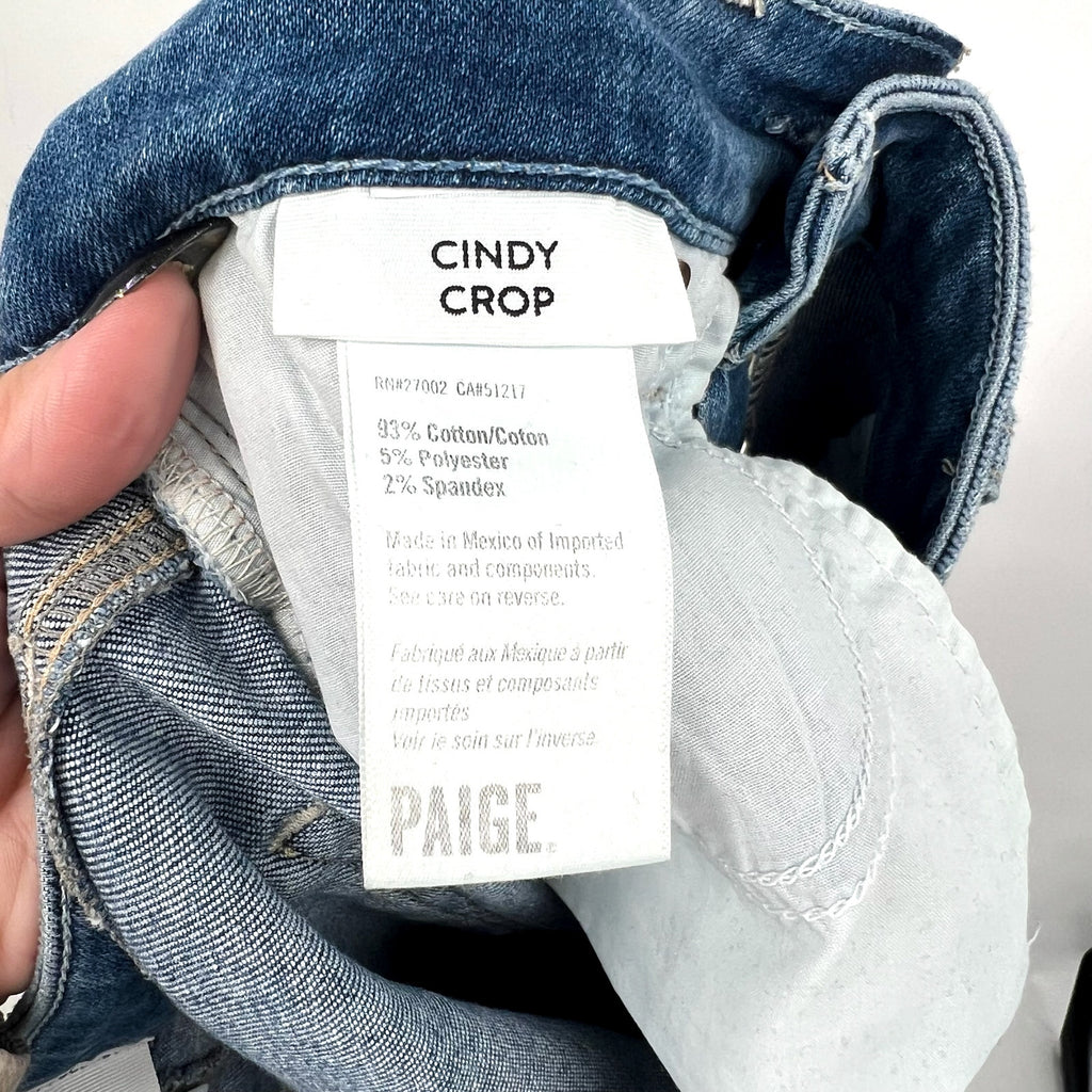 PAIGE Womens Cindy Crop Jeans Size 25 US 0 Blue Say Anything Exposed Button NWOT
