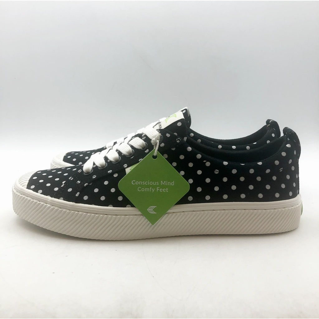 Cariuma Womens OCA Low Sneakers Size 7 Black White Polka Dot Canvas NIB