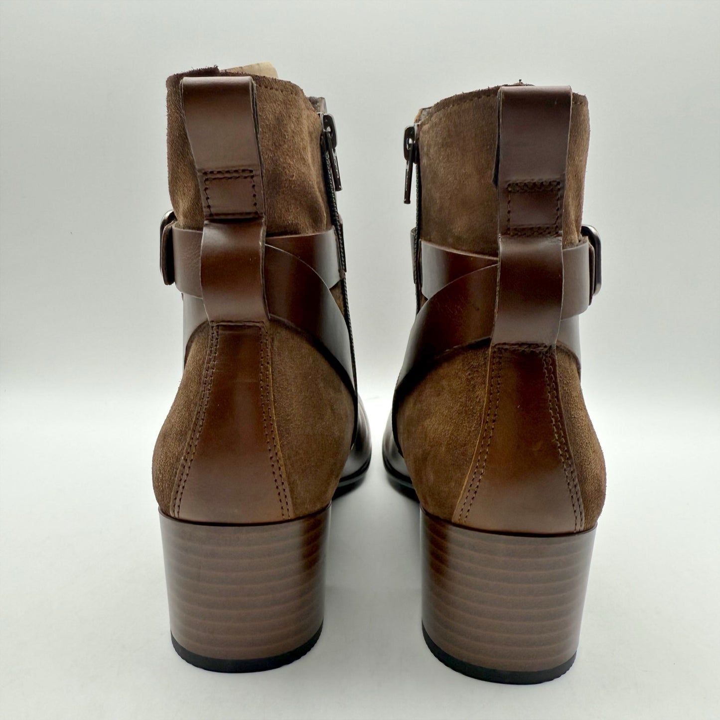 Ecco Womens Dress Classic Ankle Boots EU 40 US 9 Walnut Brown Leather 35 mm NWOB