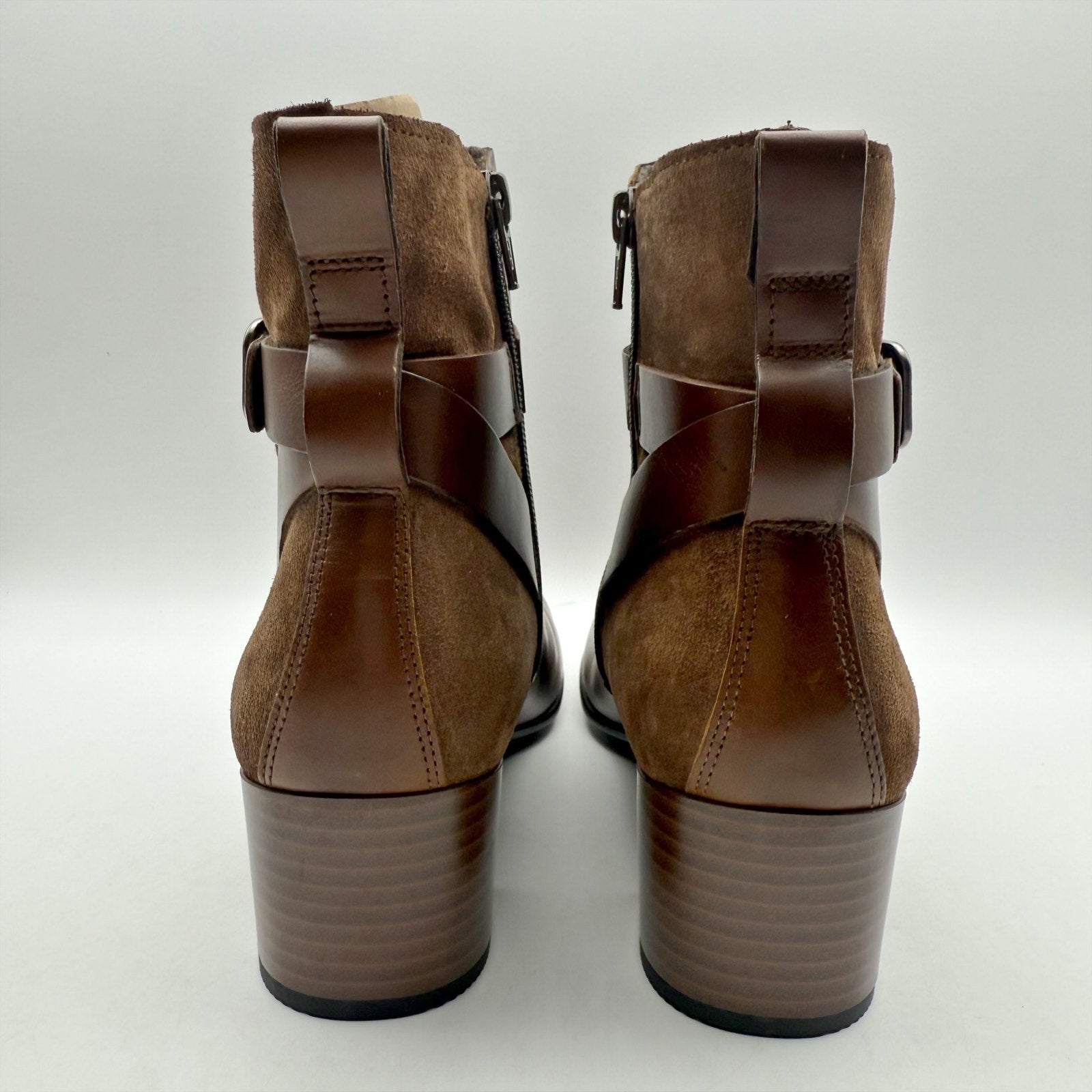 Ecco Womens Dress Classic Ankle Boots EU 40 US 9 Walnut Brown Leather 35 mm NWOB