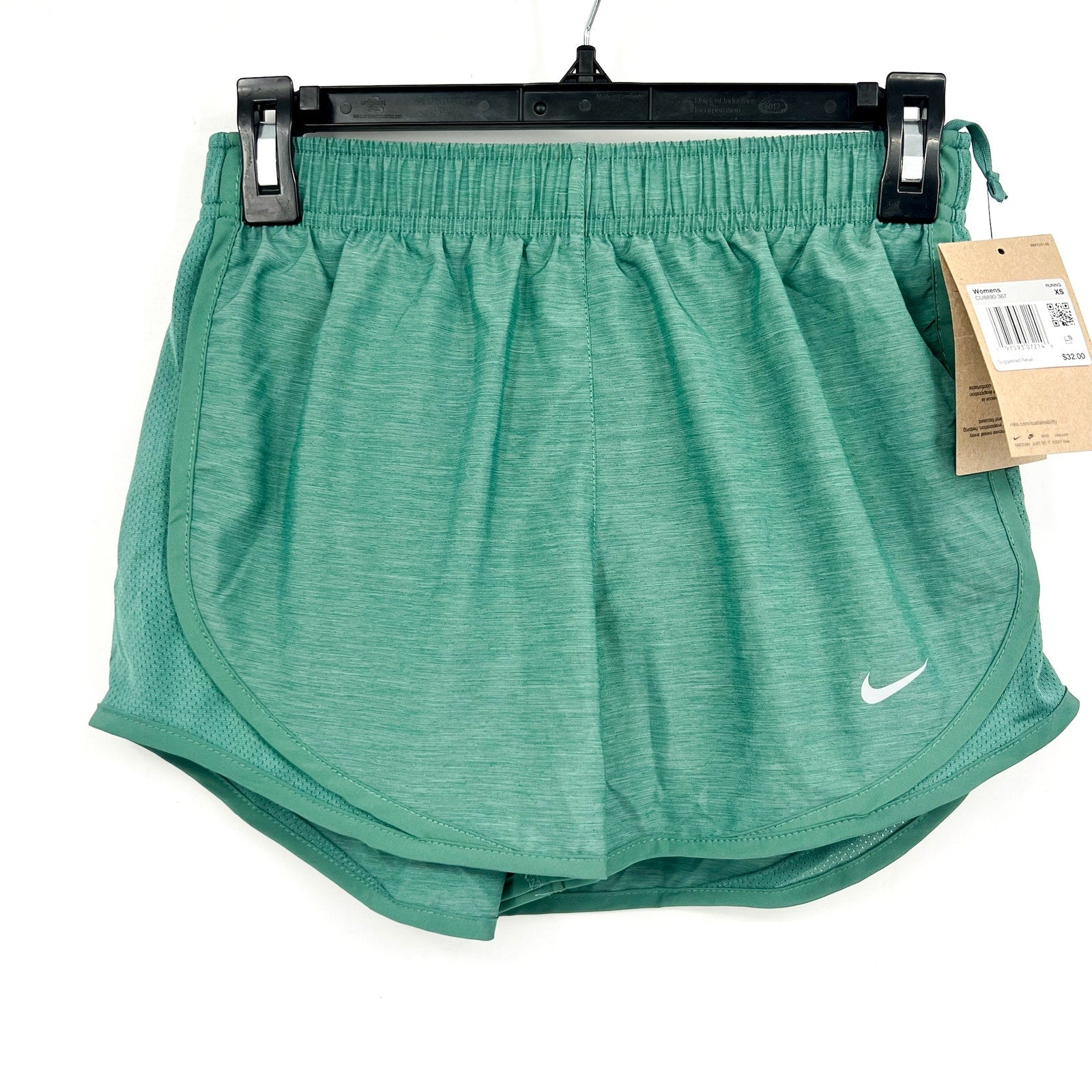 NIKE Women's Dri Fit Tempo Running Shorts XS Dark Green Liner NWT