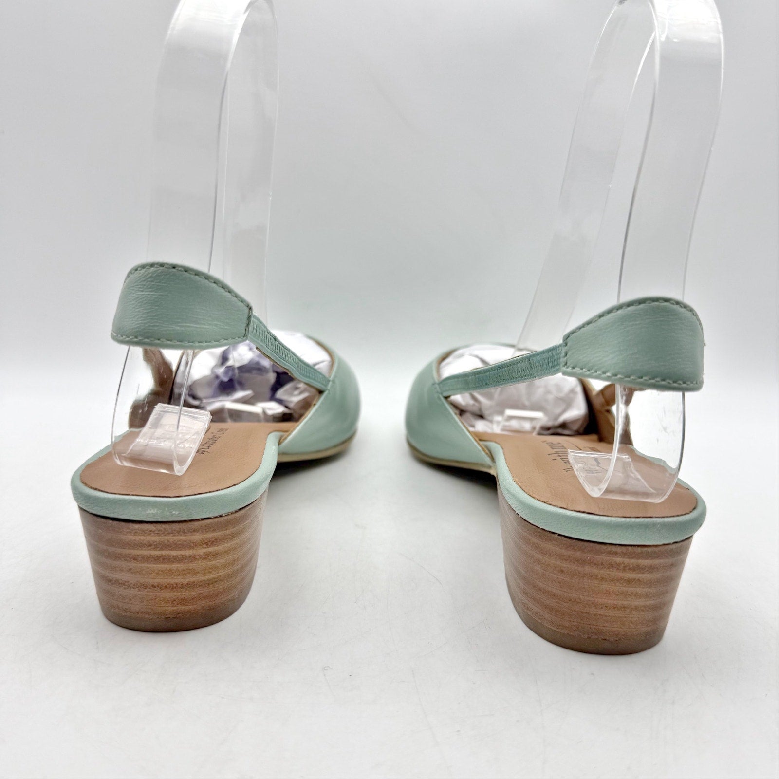 Coldwater Creek Womens Josie 2 Slingback Heels Size Size 9 Sea Green Leather NIB