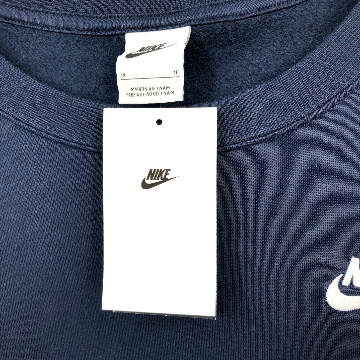 NIKE Womens Club Crewneck Sweatshirt 1X Navy Blue Fleece Long Sleeve NWT