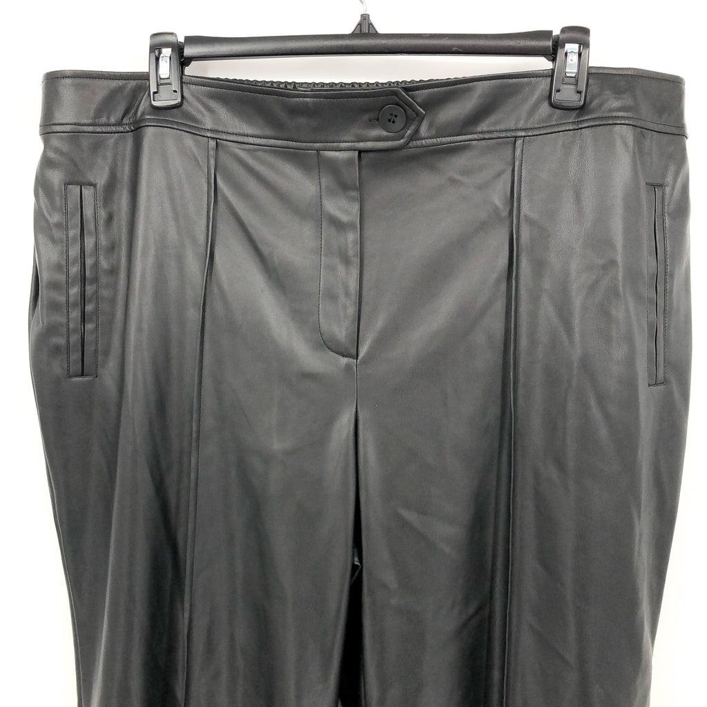 HALOGEN Women's Faux Straight Leather Pants Size 18W Rich Black High Rise NWT