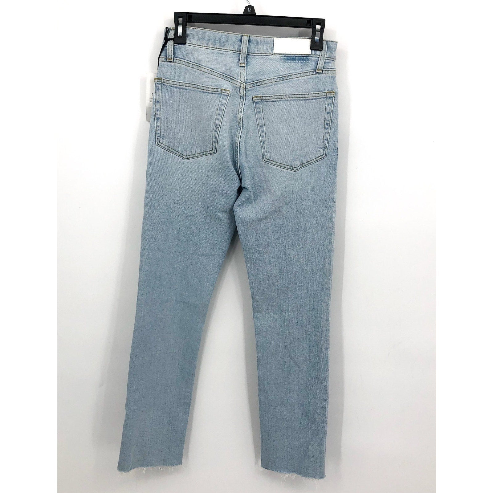 RE/DONE Womens 80s Slim Straight Jeans Size 26 US 2 Icy Blue Hole Button Fly NWT