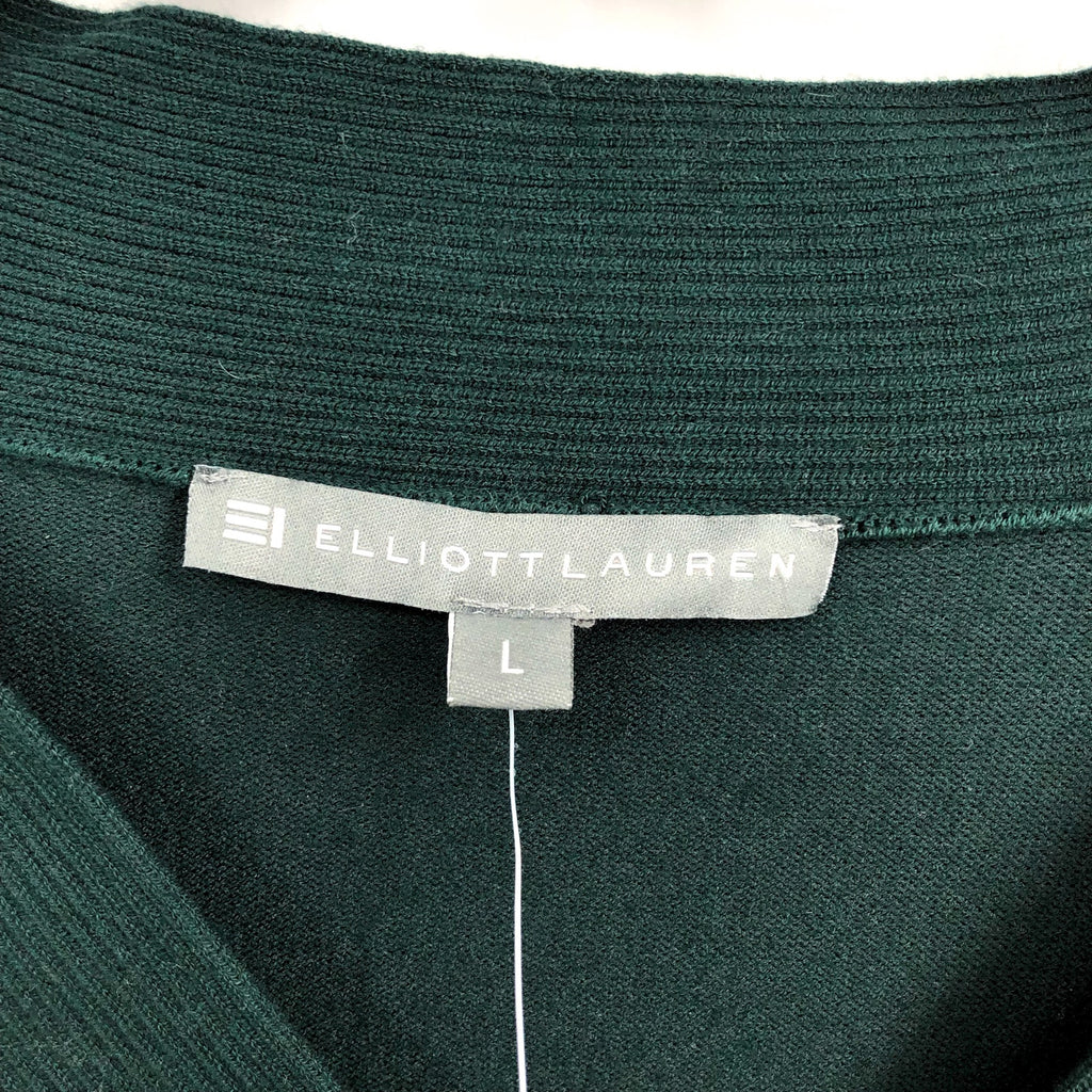 ELLIOTT LAUREN Womens Marella Fitted Sweater Large Evergreen Twist Detail NWT