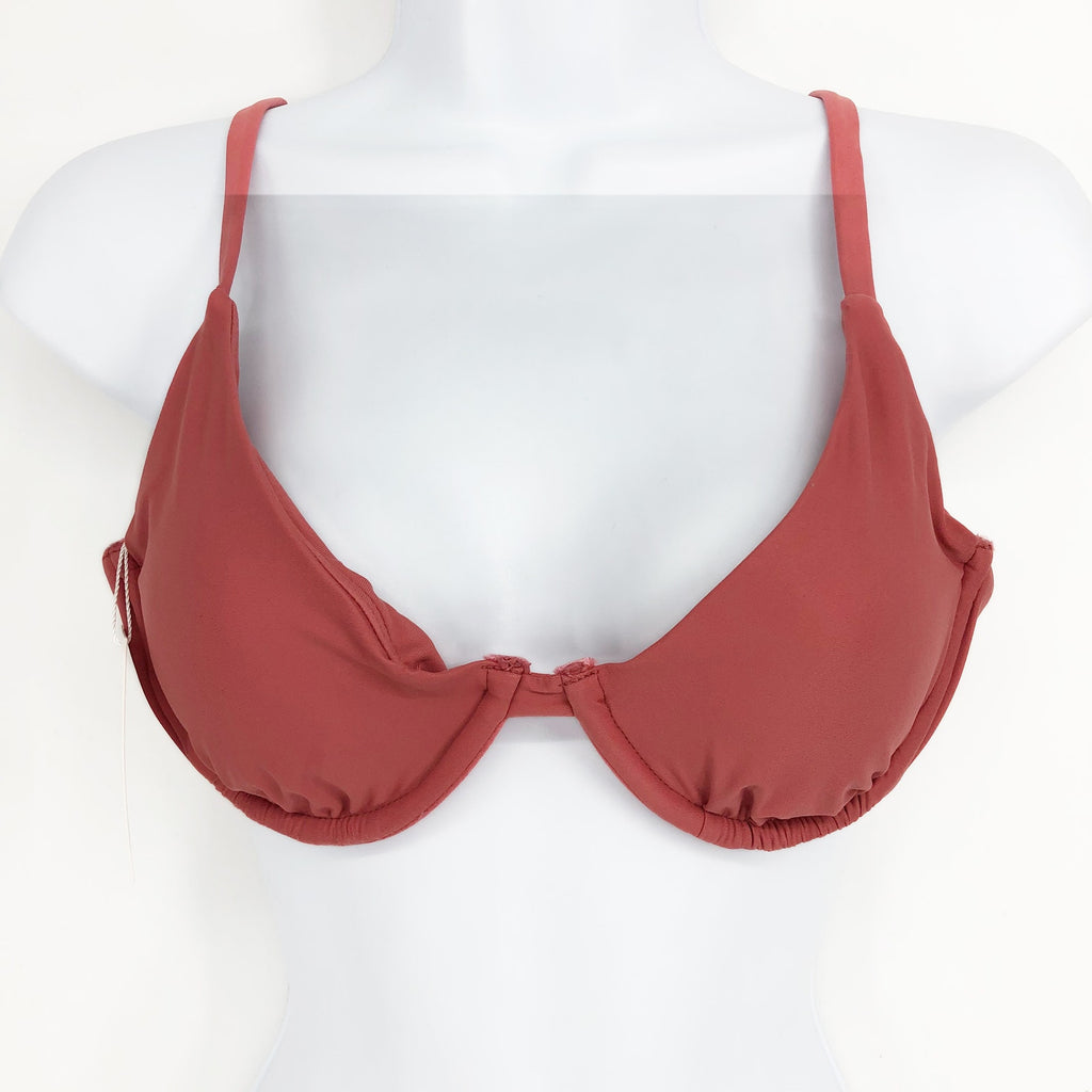 ANDIE SWIM Sicily Bikini Top Small Punch Pink Underwired Stretch Swim NWT