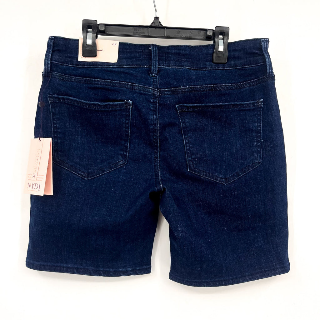 NYDJ Womens Ella Denim Shorts Size 6 PETITE Dark Blue Arise 8" Inseam NWT