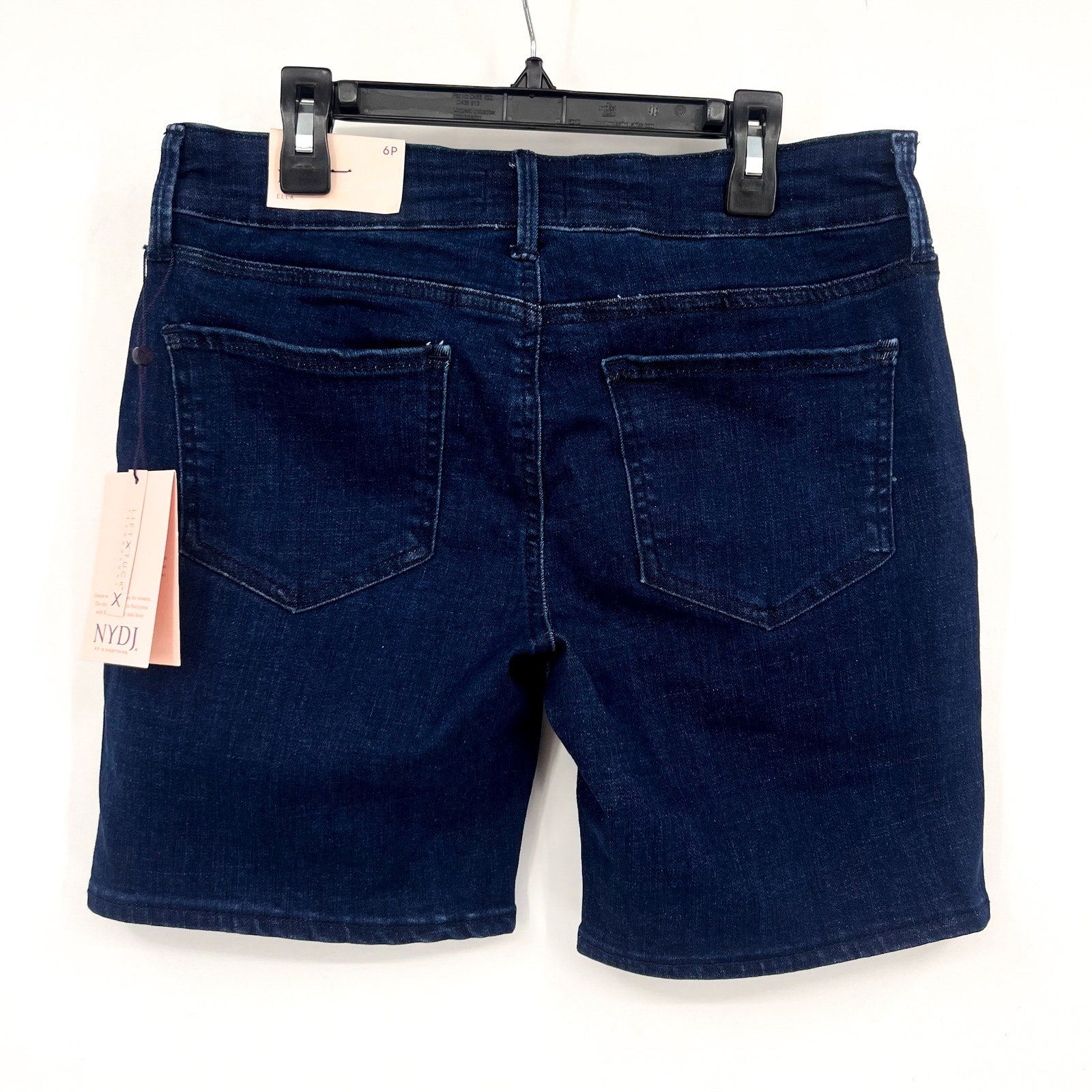 NYDJ Womens Ella Denim Shorts Size 6 PETITE Dark Blue Arise 8" Inseam NWT