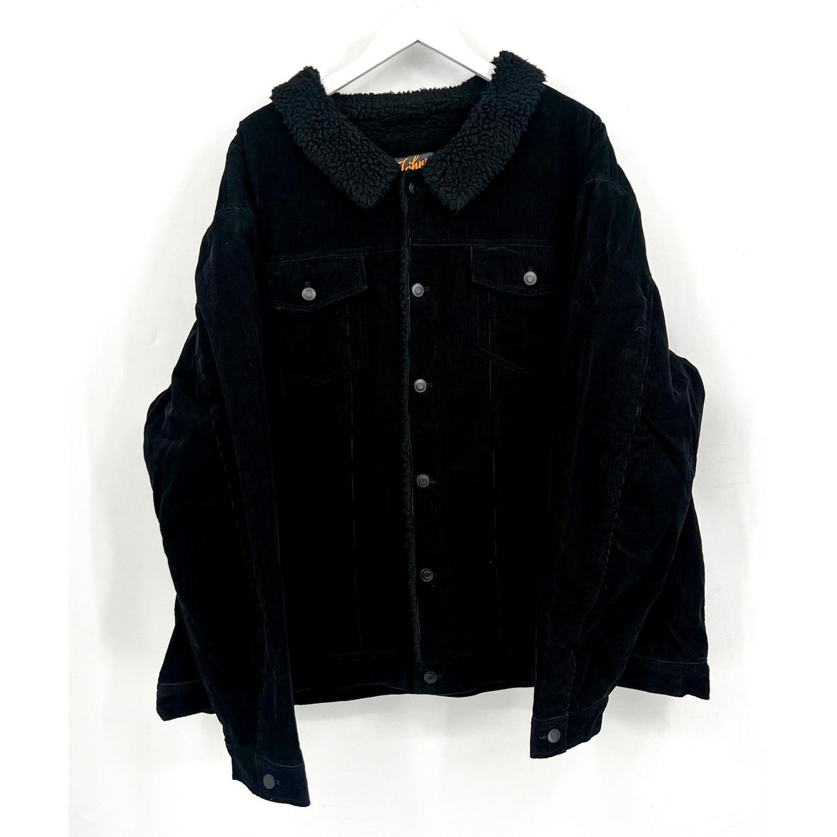 JOHNNY BIGG Men's Corduroy Sherpa Shacket Size 7XL Black Long Sleeve NWOT