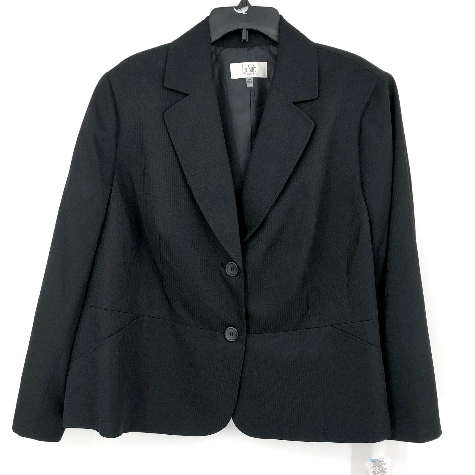 LE SUIT Womens Two Button Suit Jacket 20W PLUS Black Notch Lapel Blazer NWT