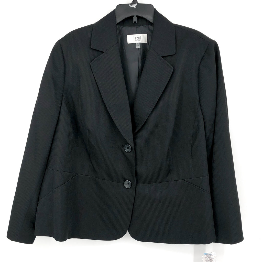 LE SUIT Womens Two Button Suit Jacket 20W Black Contrast Pinstripe Blazer NWT
