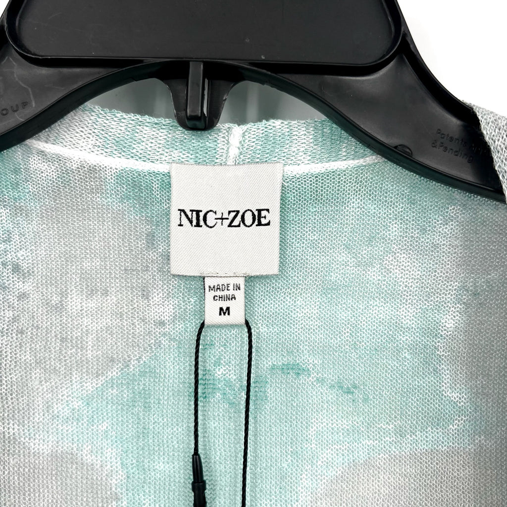 NIC + ZOE Women's Watercolor Waves 4-Way Cardigan Medium Green Grey Top NWT