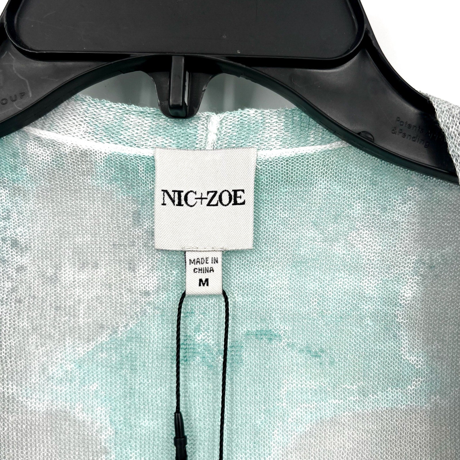 NIC + ZOE Women's Watercolor Waves 4-Way Cardigan Medium Green Grey Top NWT