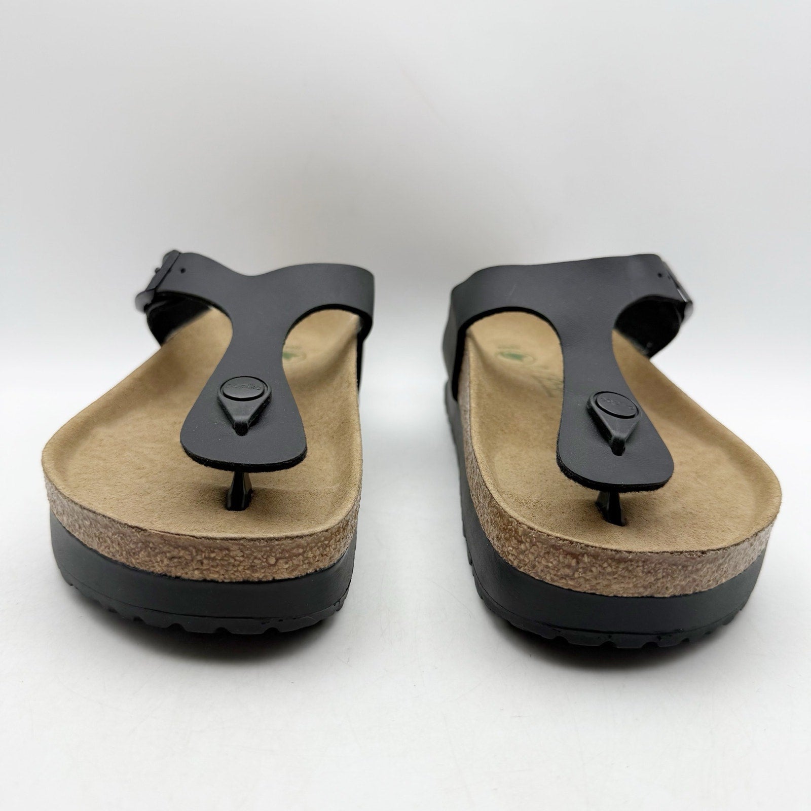 Birkenstock Papillio Womens Gizeh Platform Sandals EU 37 US 6 Black Leather NWOB